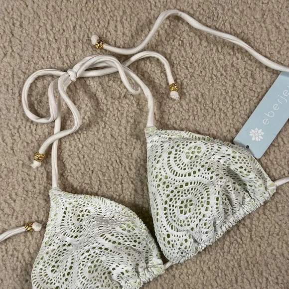 Eberjey GISELE BOHO TRIANGLE EYELET CROCHET BIKINI TOP SWIMSUIT